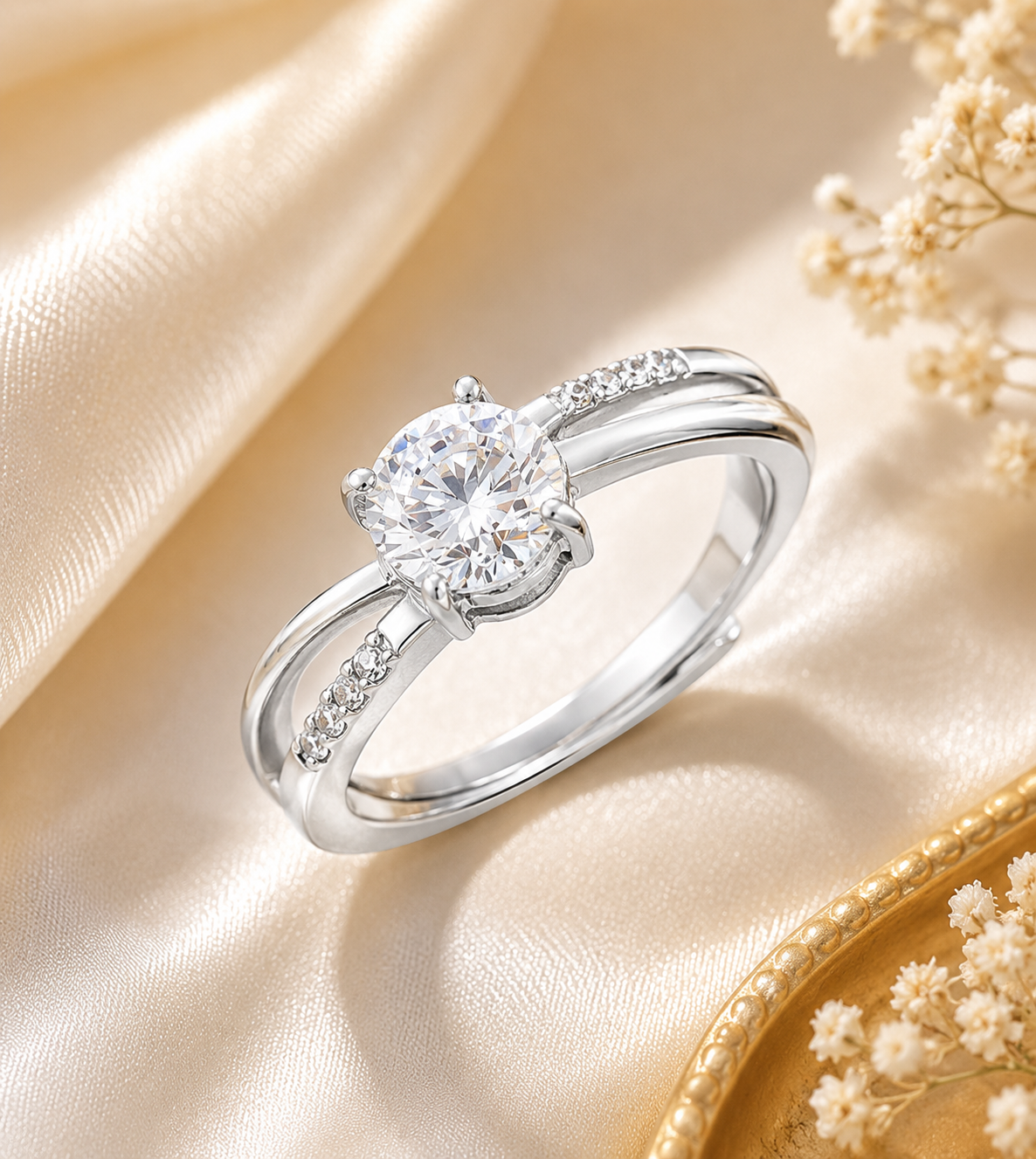 Elegant 1.5 Carat American Diamond Solitaire Ring in 925 Sterling Silver