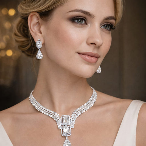 Luxury Diamond-Look Necklace Set for Women | Aurela Jewellers